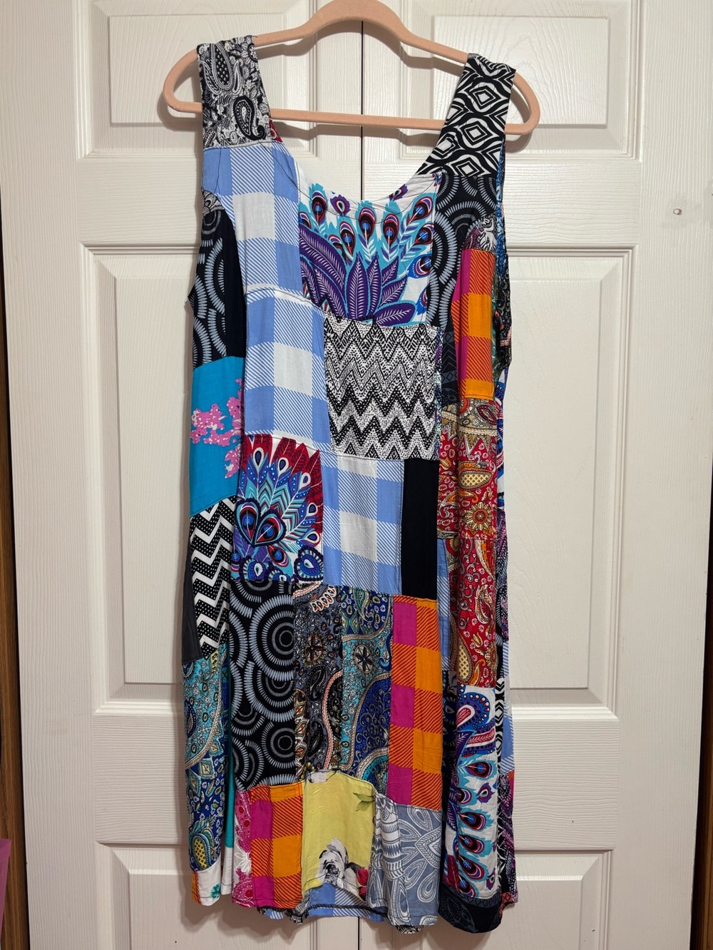 Boho Patchwork Sleeveless Mini Dress - Multicolor